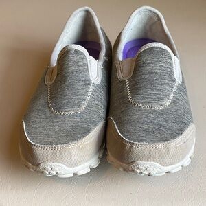 Skechers Slip-On Sneakers Gray and White with Purple Insole